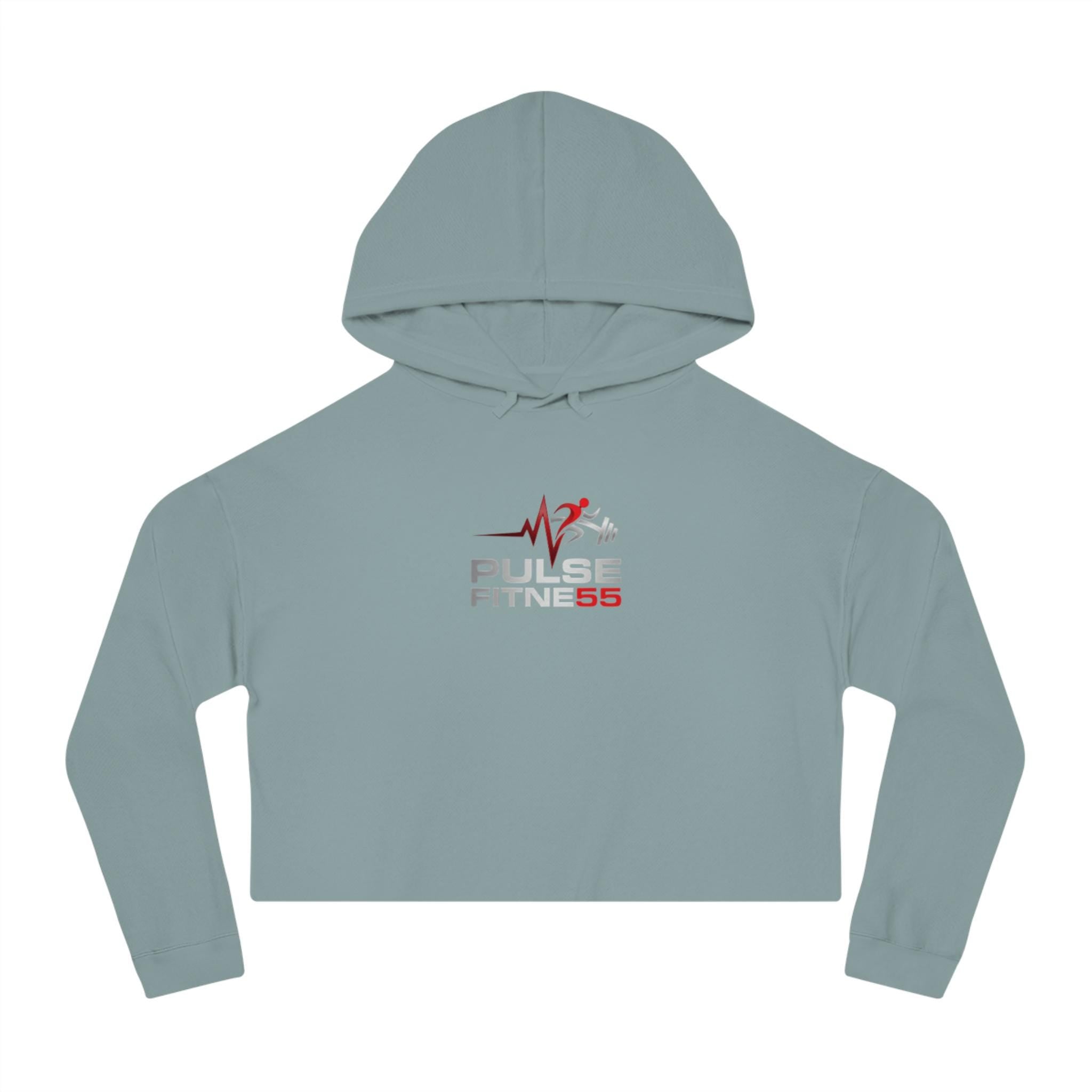 Pulse Fitness 55 Logo Cropped Hoodie | Athletic Workout Sweatshirt