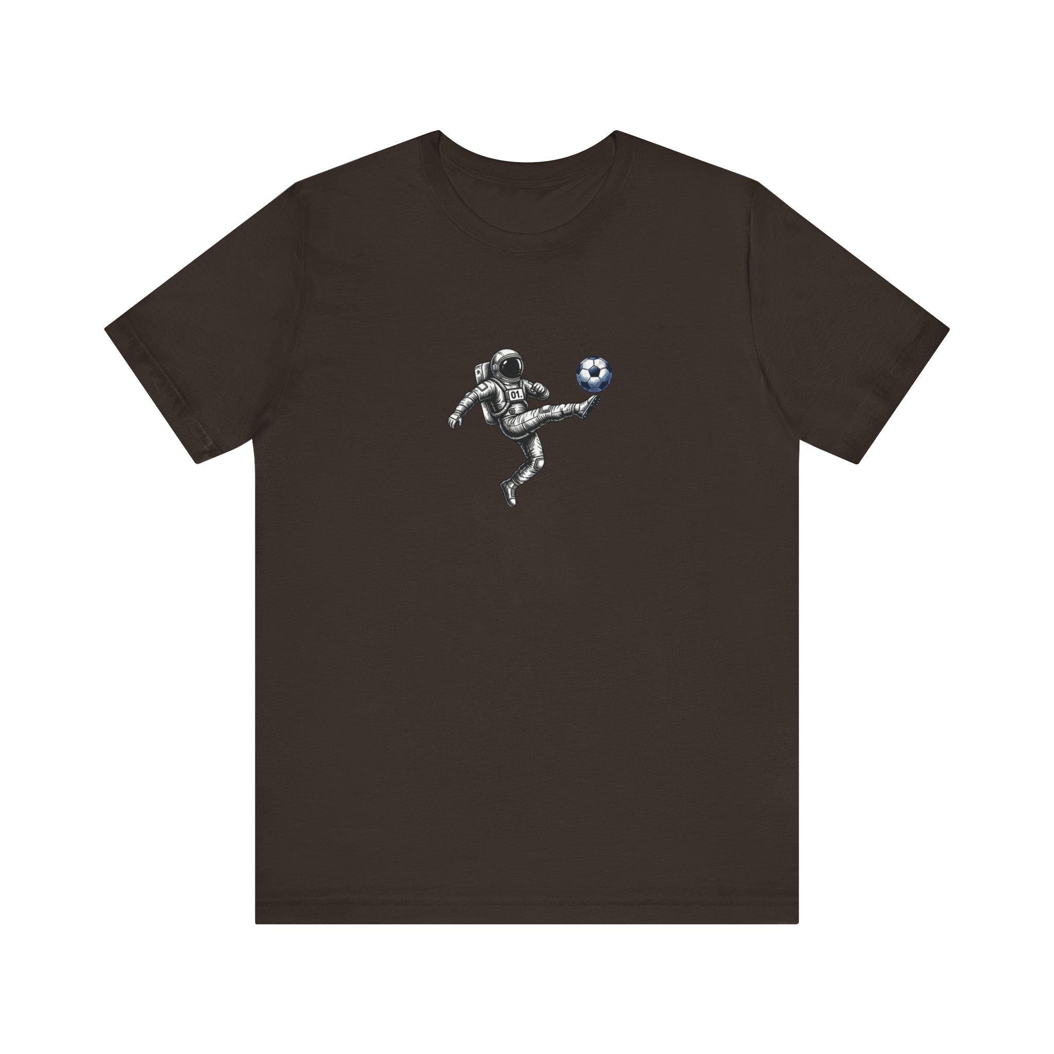 Astronaut Playing Soccer T-Shirt | Space Football Tee, Athletic Logo Back