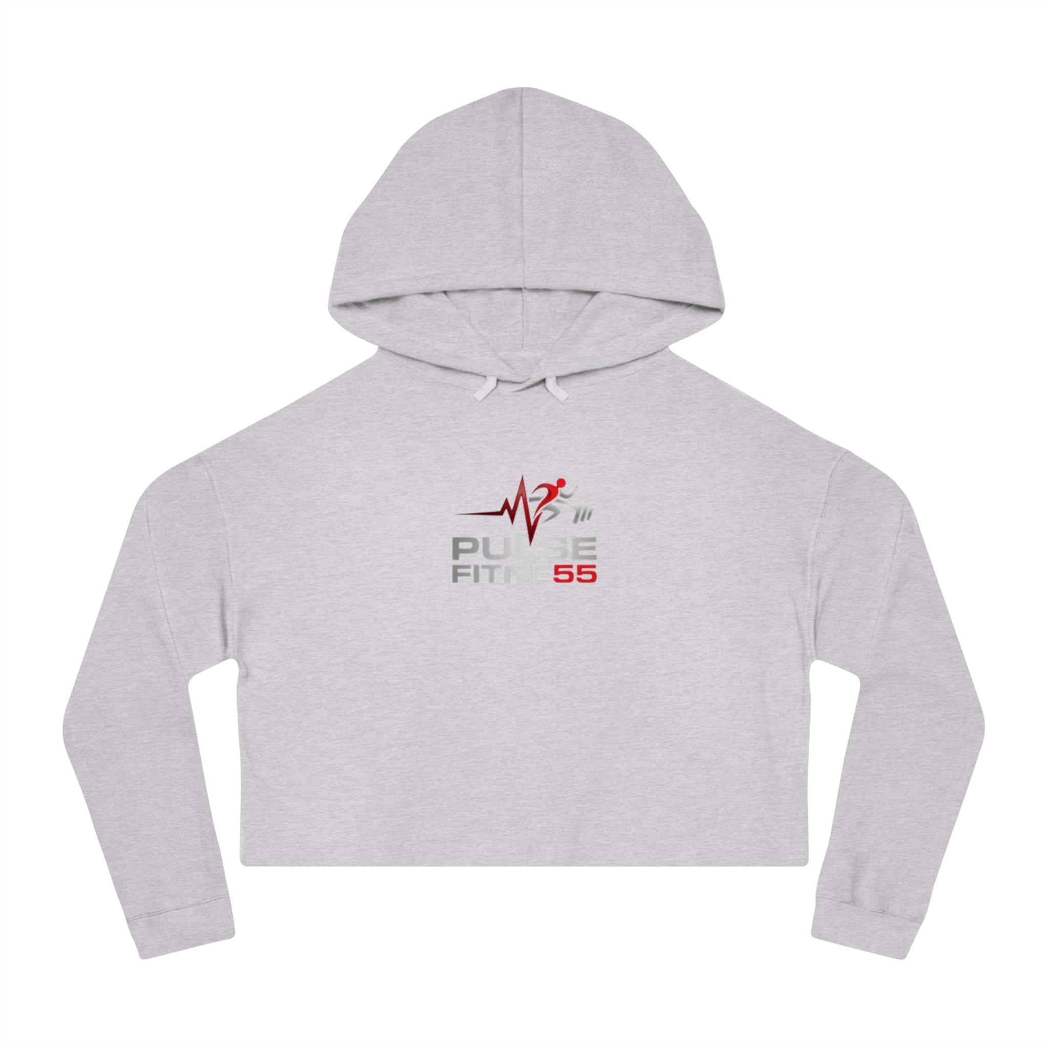 Pulse Fitness 55 Logo Cropped Hoodie | Athletic Workout Sweatshirt