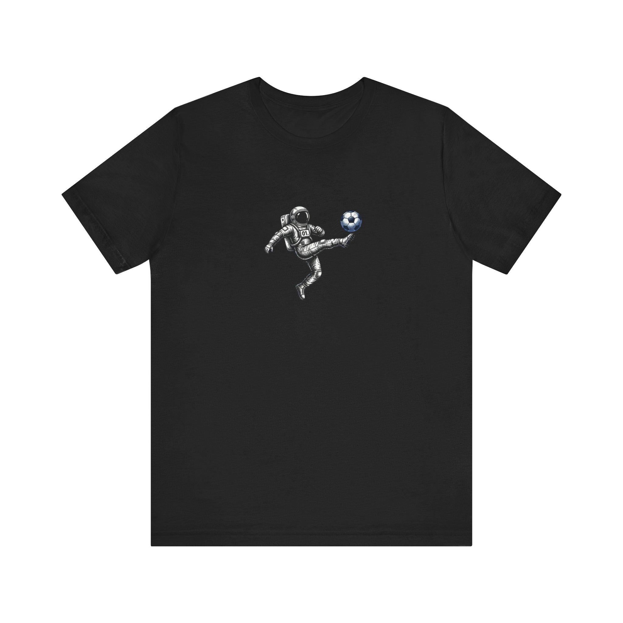 Astronaut Playing Soccer T-Shirt | Space Football Tee, Athletic Logo Back