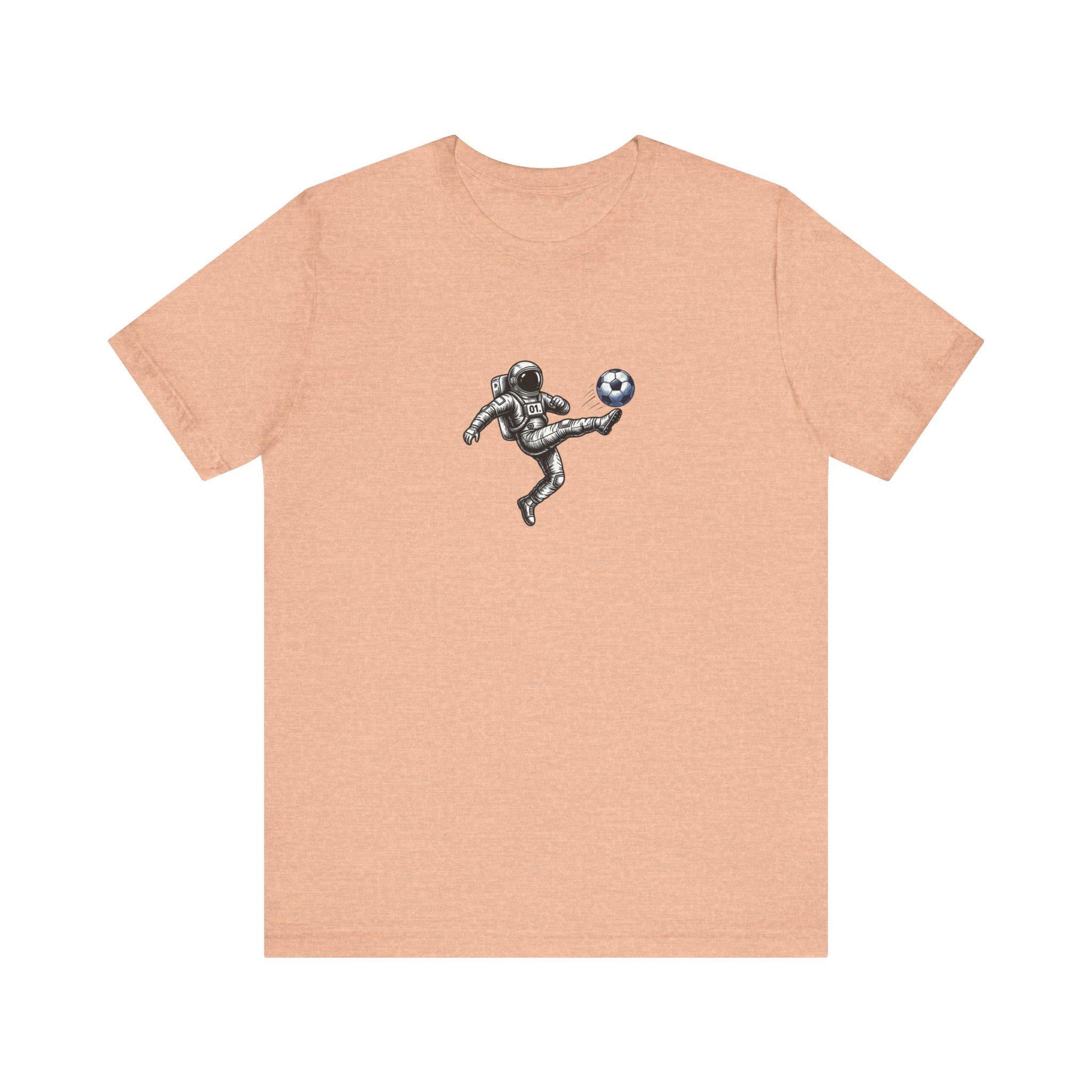 Astronaut Playing Soccer T-Shirt | Space Football Tee, Athletic Logo Back