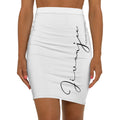 Jivanjee Designer Script Signature Pencil Skirt | White side print