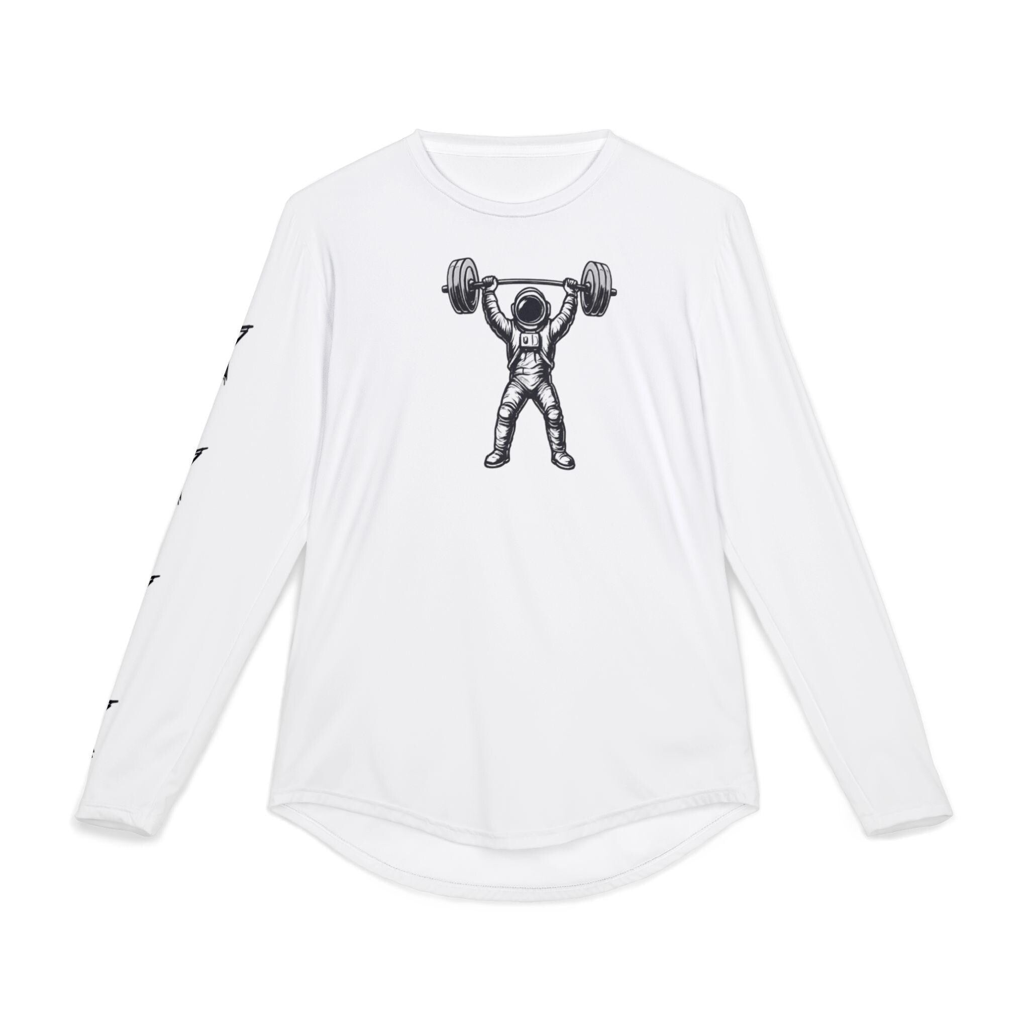 Weightlifting Astronaut Long Sleeve Shirt | GymStar Logo, Star Sleeve