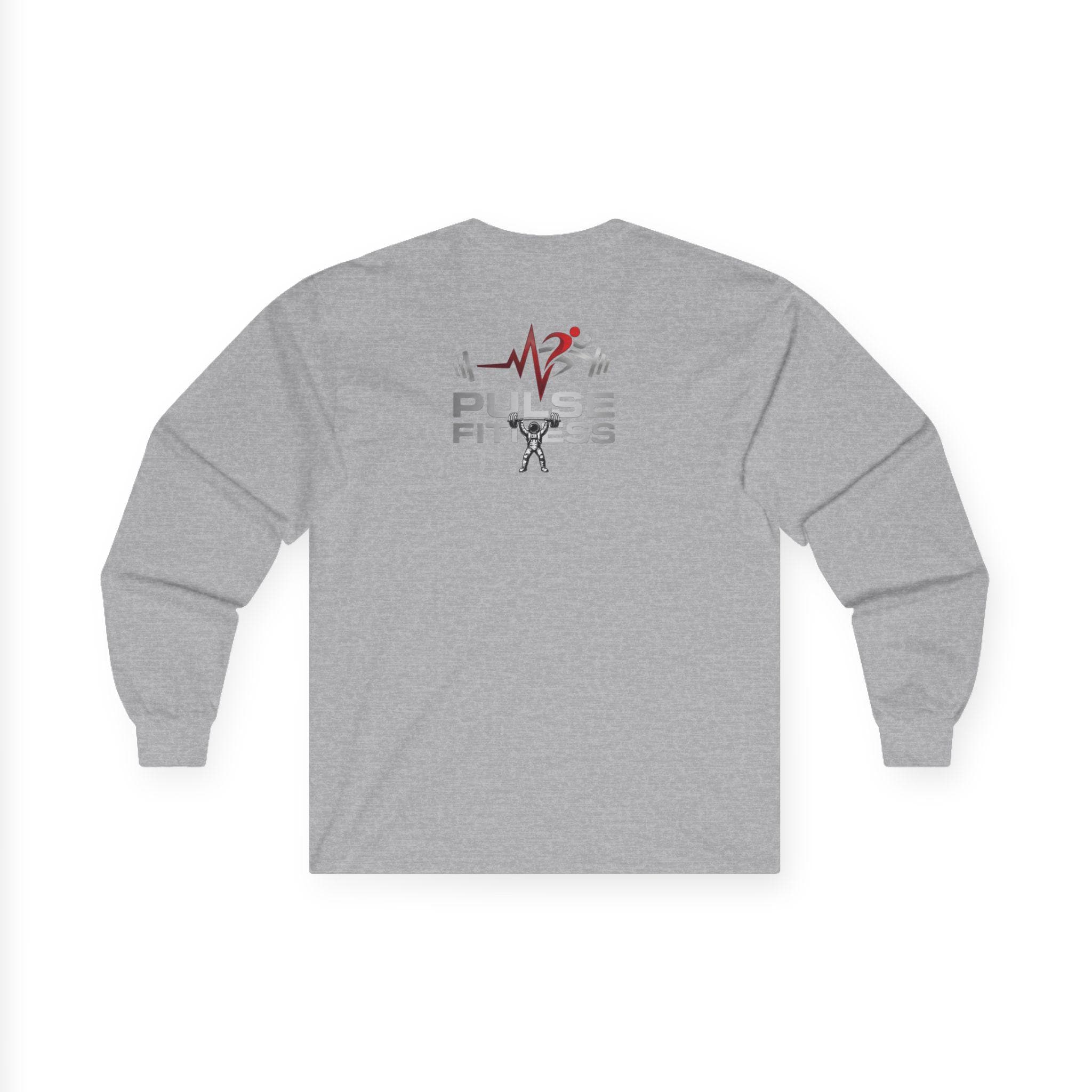 Astronaut Weightlifting Long Sleeve Tee | Pulse Fitness Logo on Back