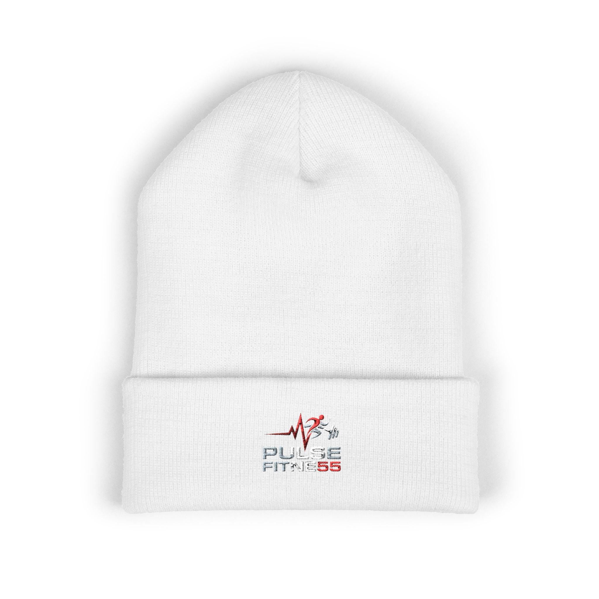 Heartbeat EKG Sketch Embroidery Beanie | Cuffed Knit Hat