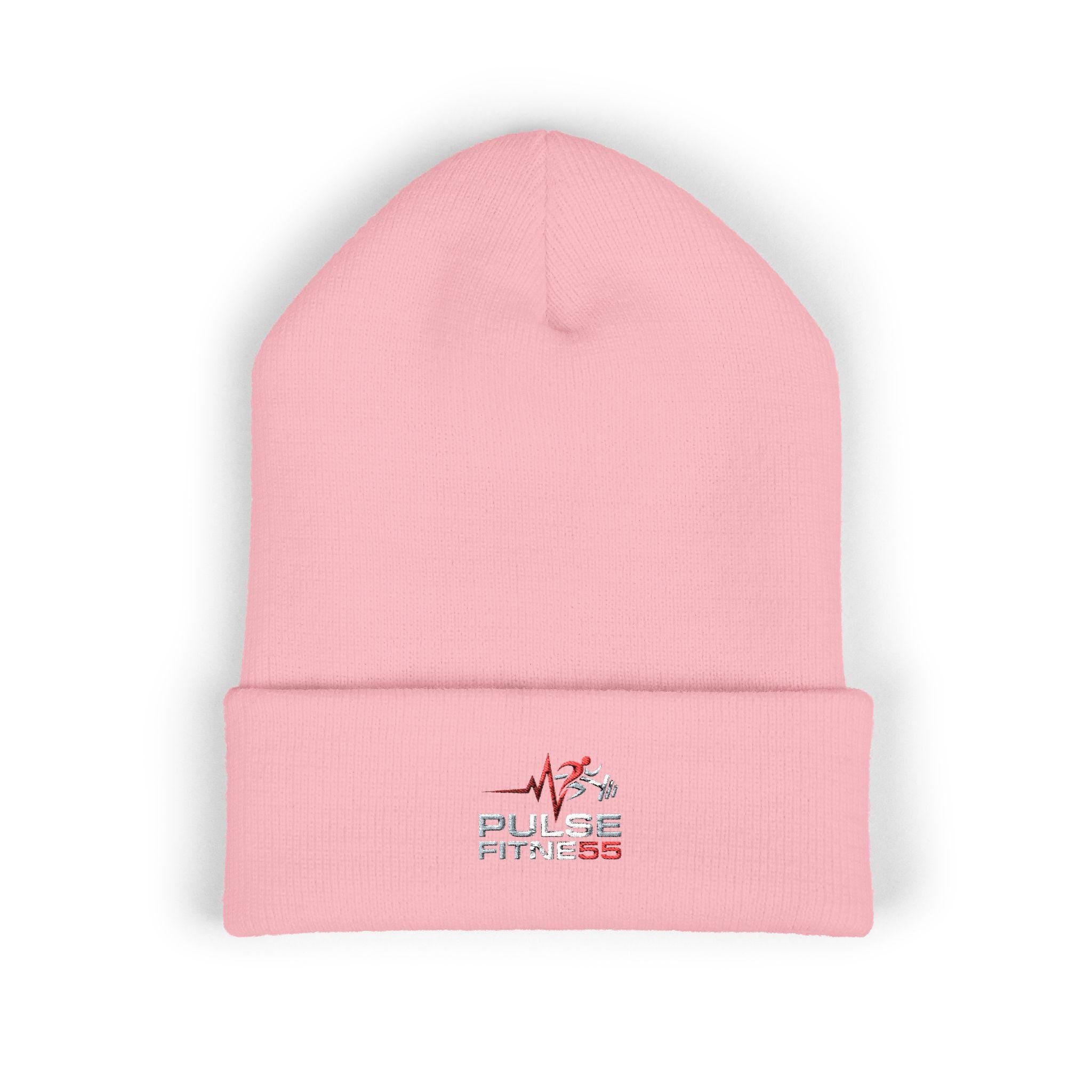 Heartbeat EKG Sketch Embroidery Beanie | Cuffed Knit Hat
