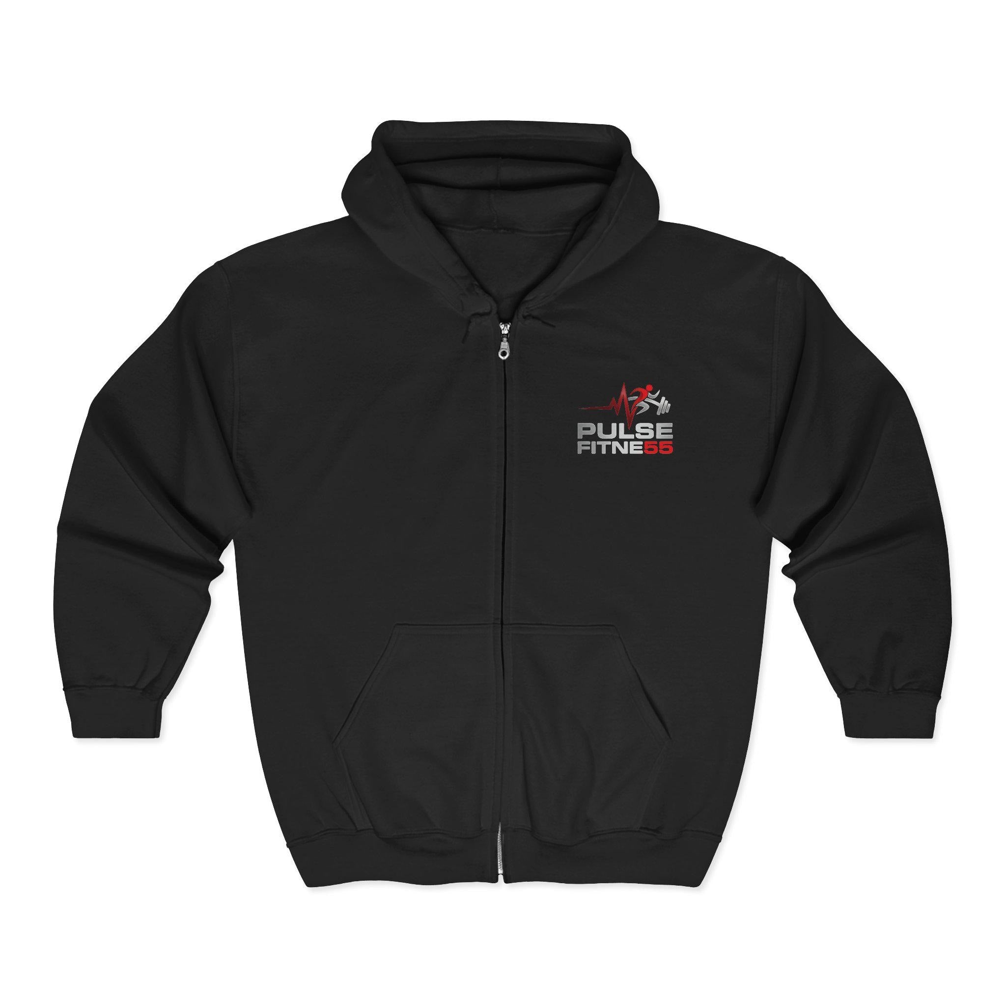 Pulse Fitness logo Hoodie | Full Zip Sweatshirt, Gym Apparel