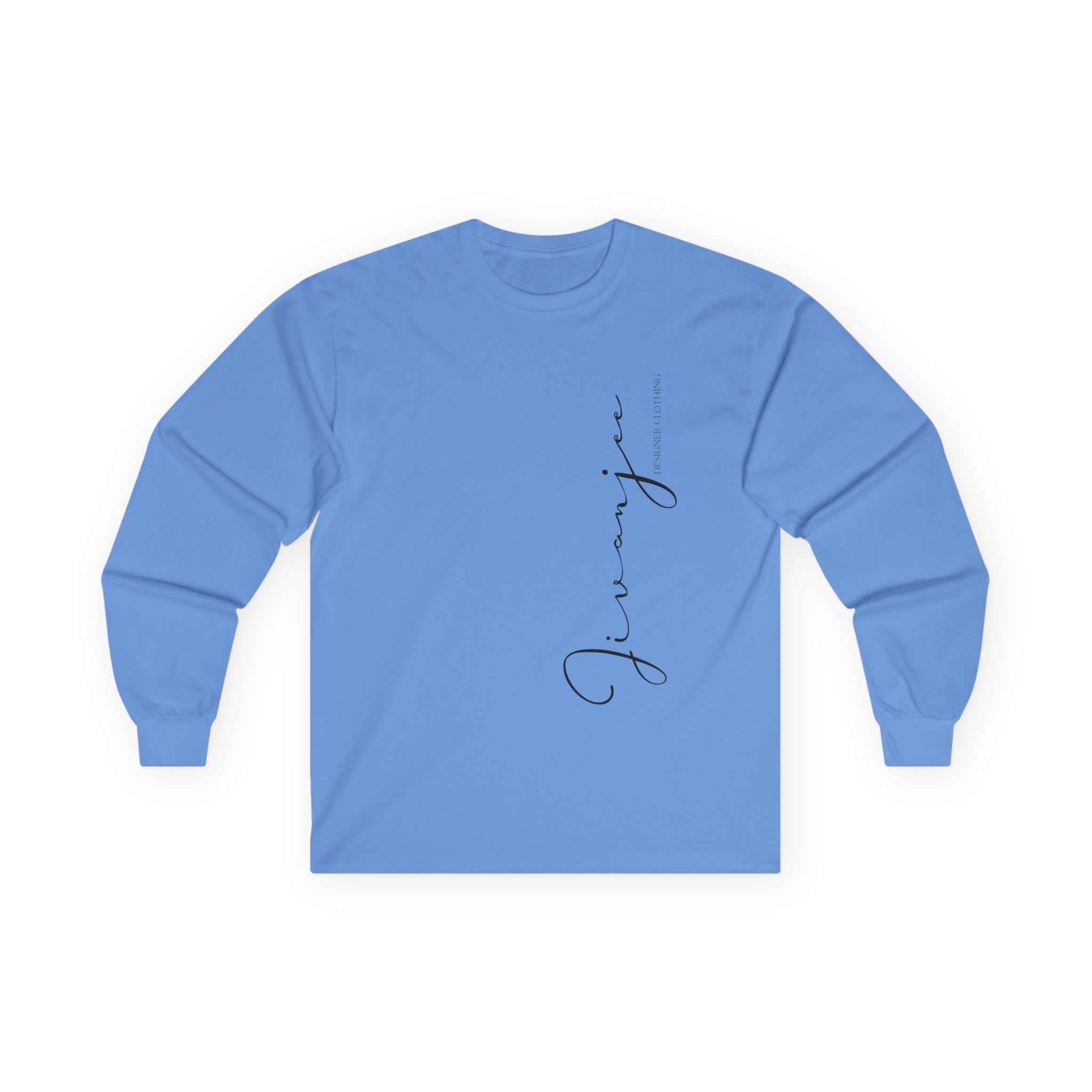 Jivanjee Designer Script Vertical Print Long Sleeve Tee | Minimal Calligraphy