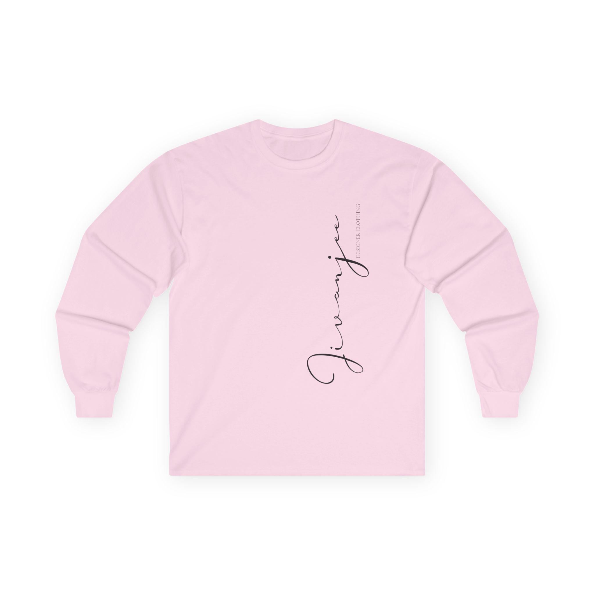 Jivanjee Designer Script Vertical Print Long Sleeve Tee | Minimal Calligraphy