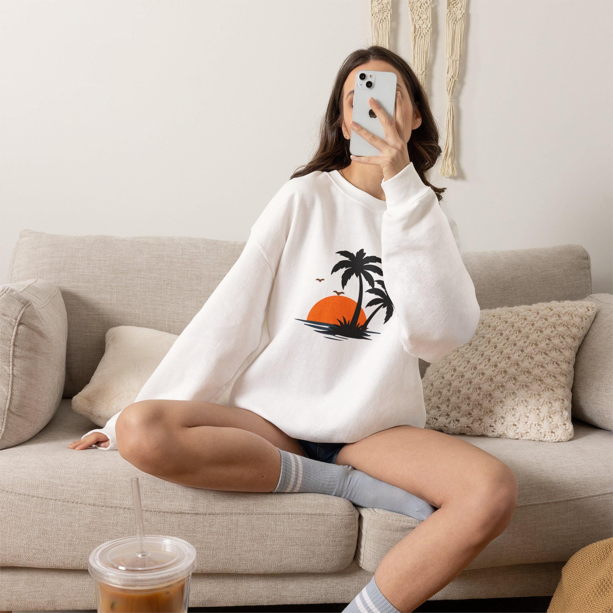 Crewneck Sweatshirt Coastal Retro Graphic Apparel