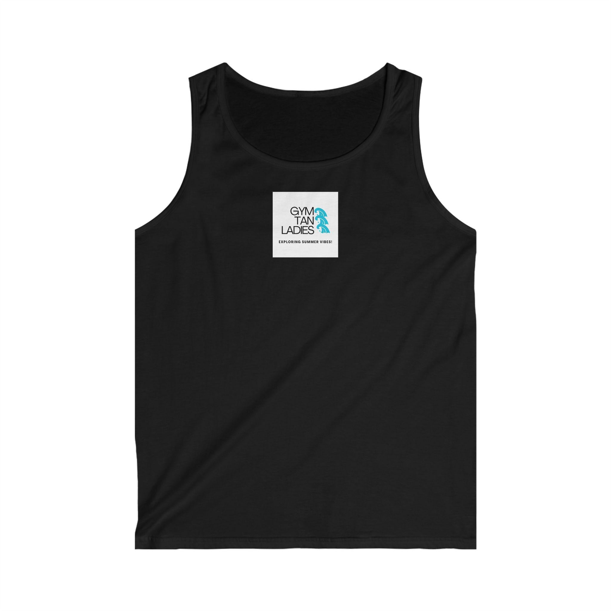 Mens Gym Tan Tank Top — "Exploring Summer Vibes" Beach Workout Tank