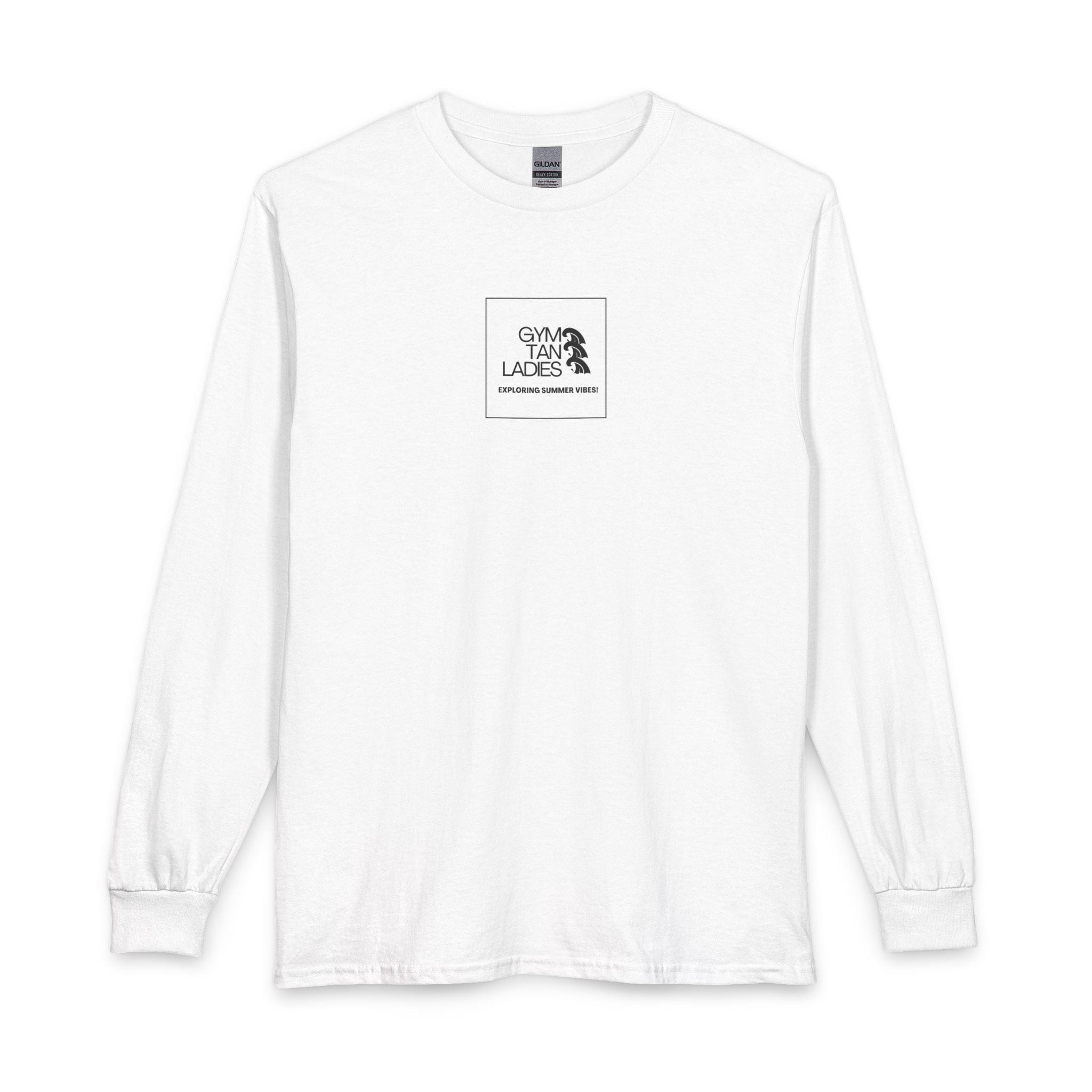 Mens Gym Tan Long Sleeve Tee — "Exploring Summer Vibes" Graphic
