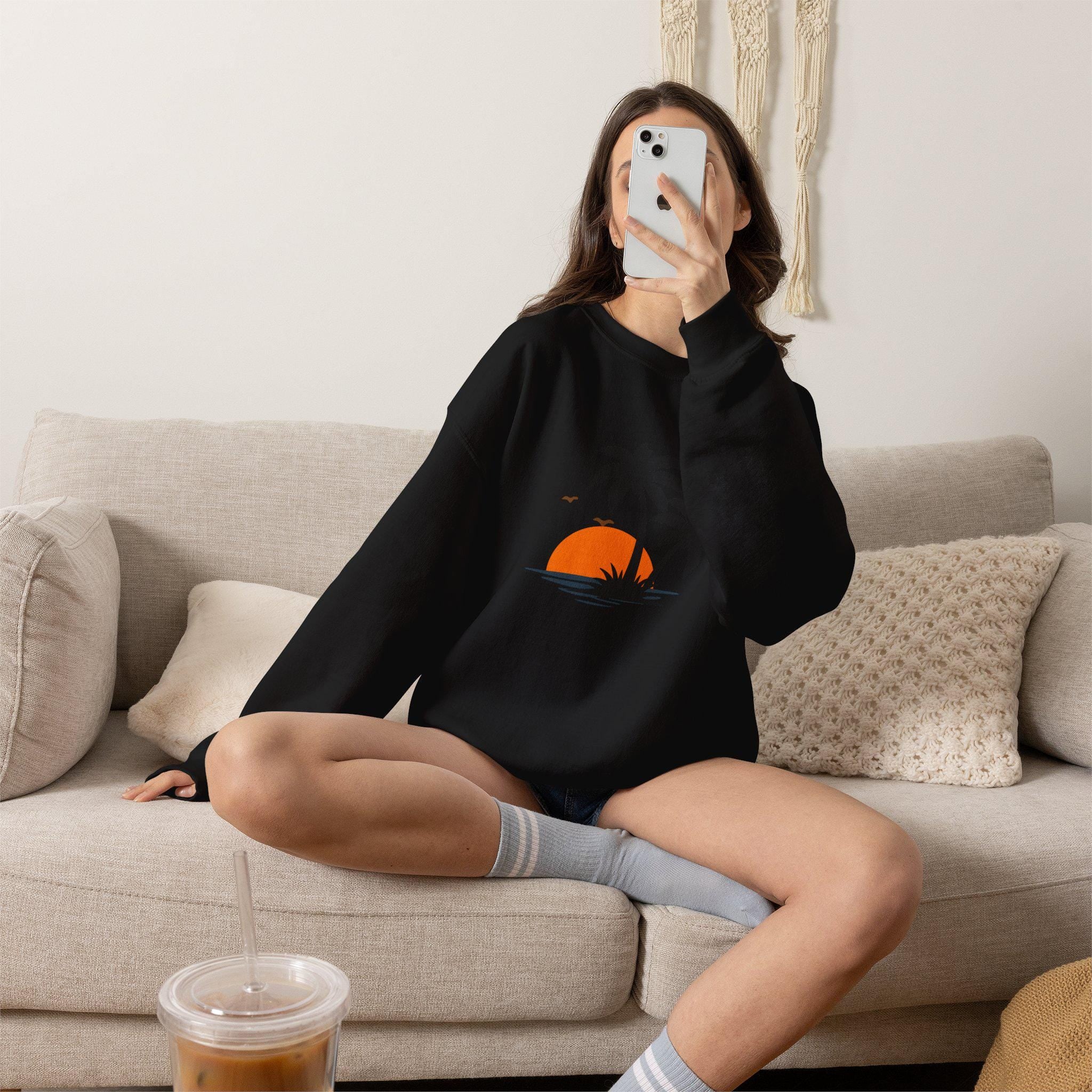 Crewneck Sweatshirt Coastal Retro Graphic Apparel