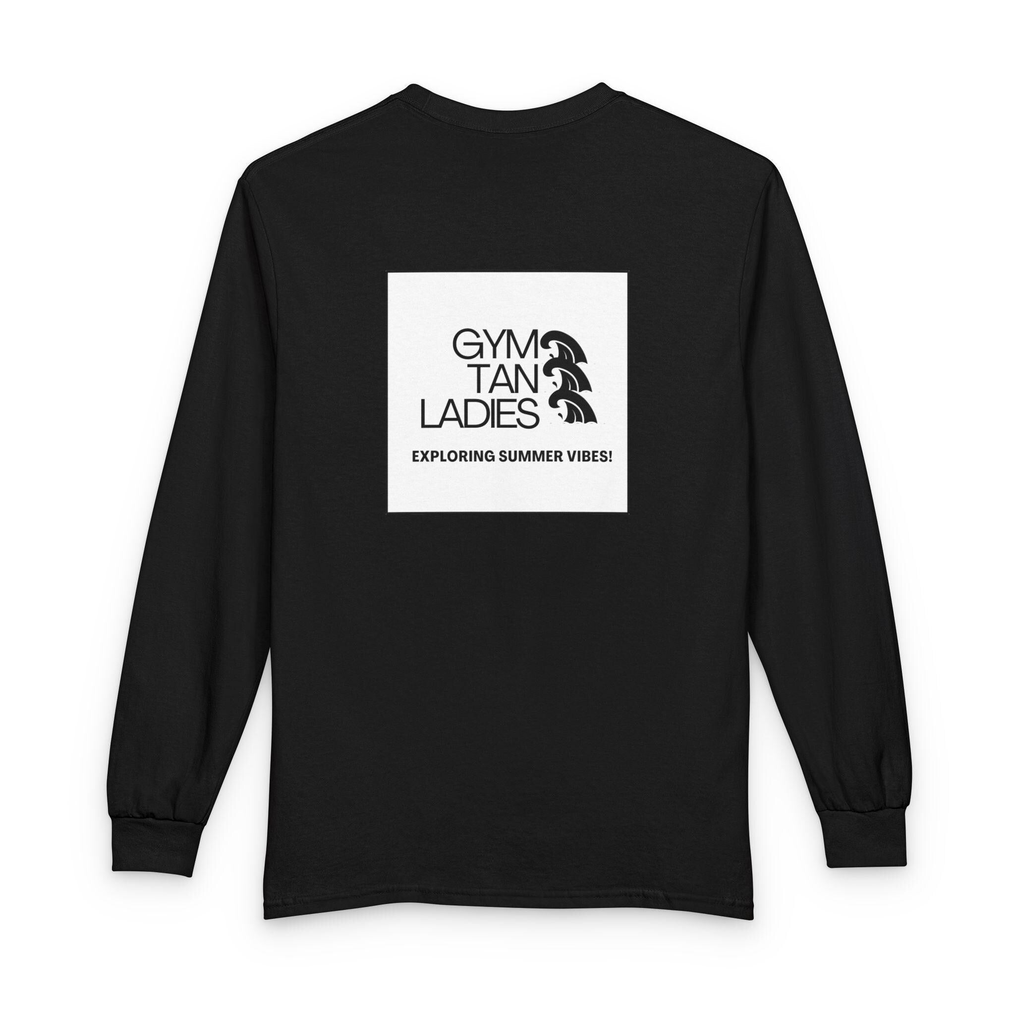 Mens Gym Tan Long Sleeve Tee — "Exploring Summer Vibes" Graphic