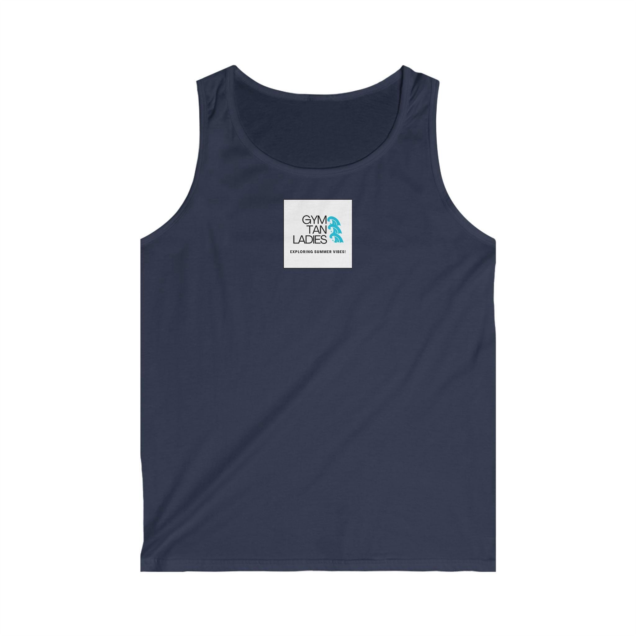 Mens Gym Tan Tank Top — "Exploring Summer Vibes" Beach Workout Tank