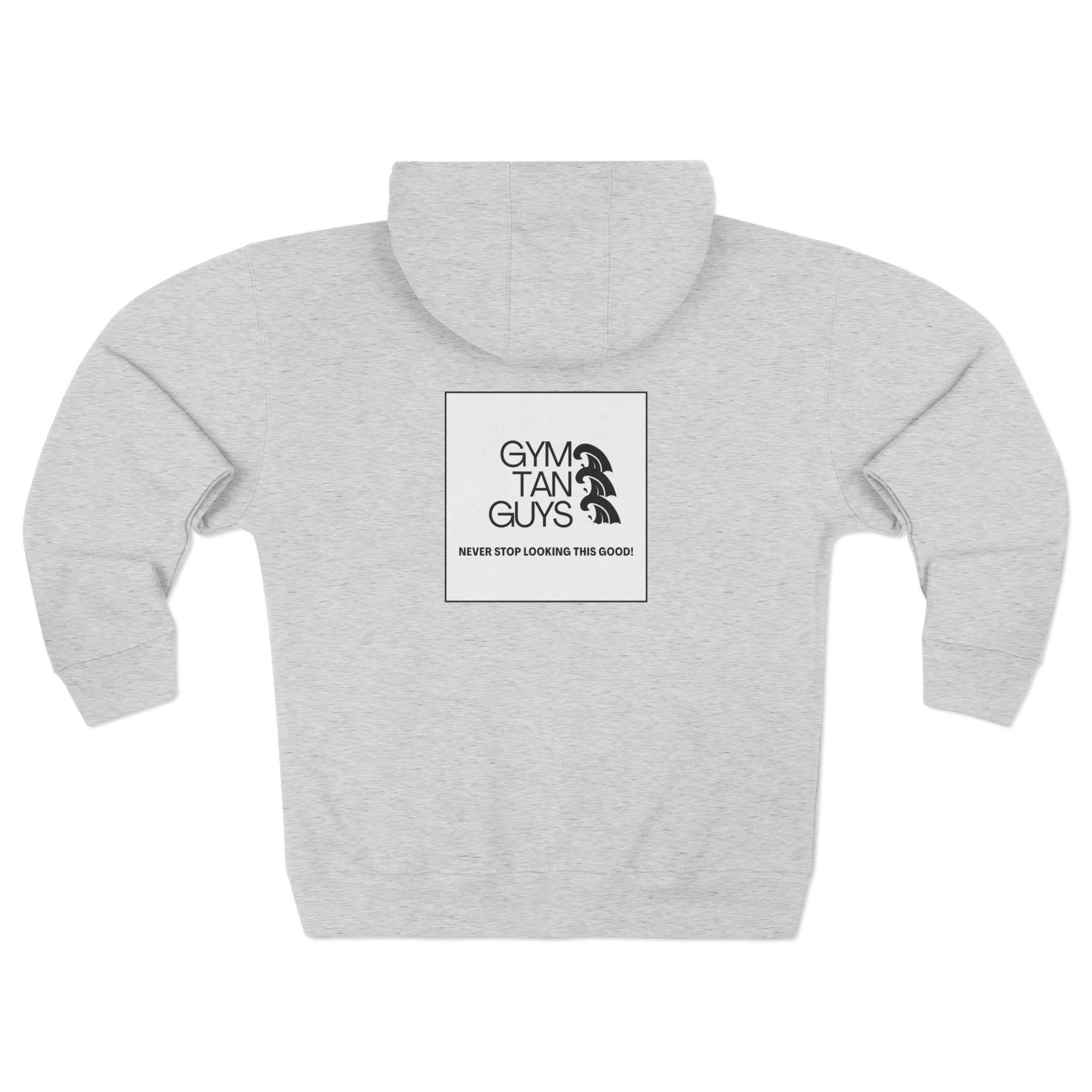 Womens Gym Tan Zip Hoodie — "Never Stop Looking This Good" logo