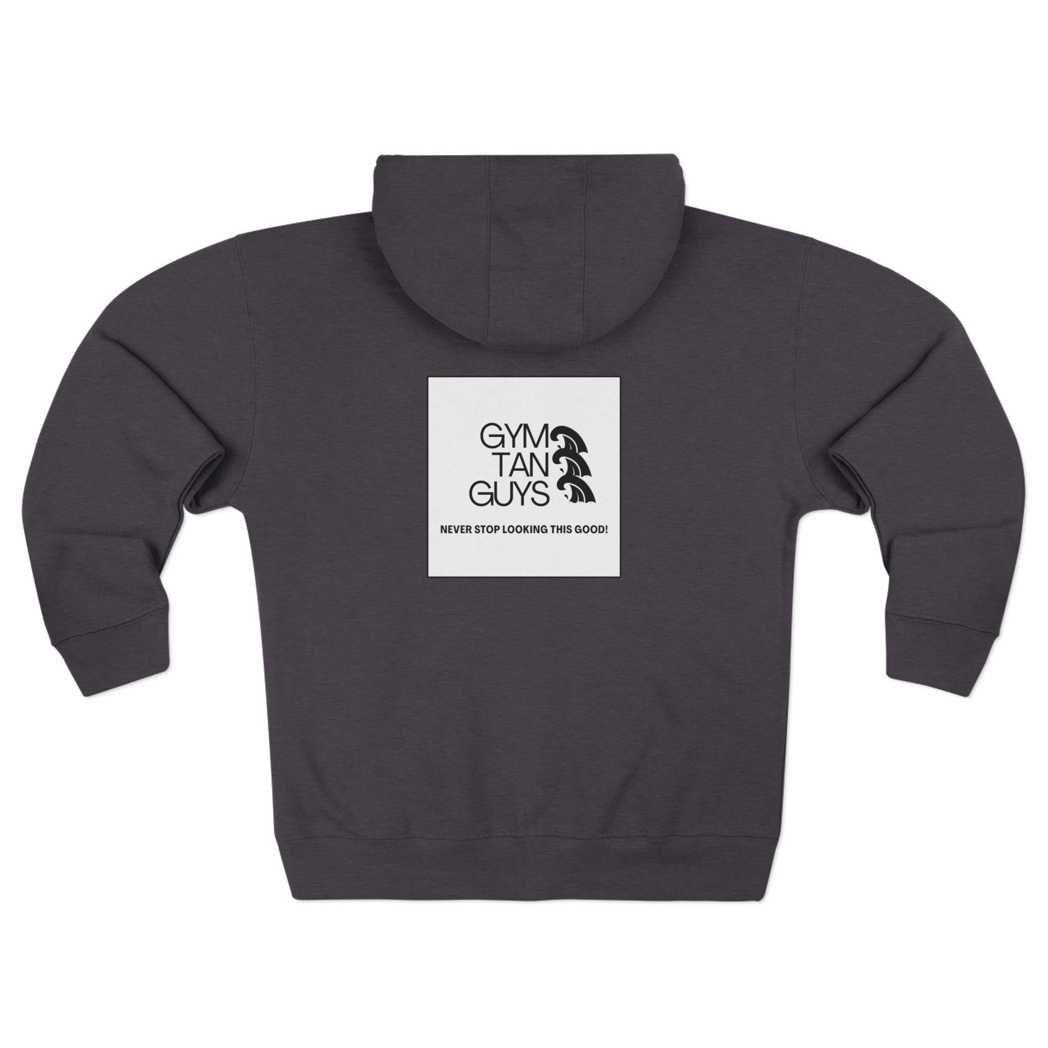Womens Gym Tan Zip Hoodie — "Never Stop Looking This Good" logo