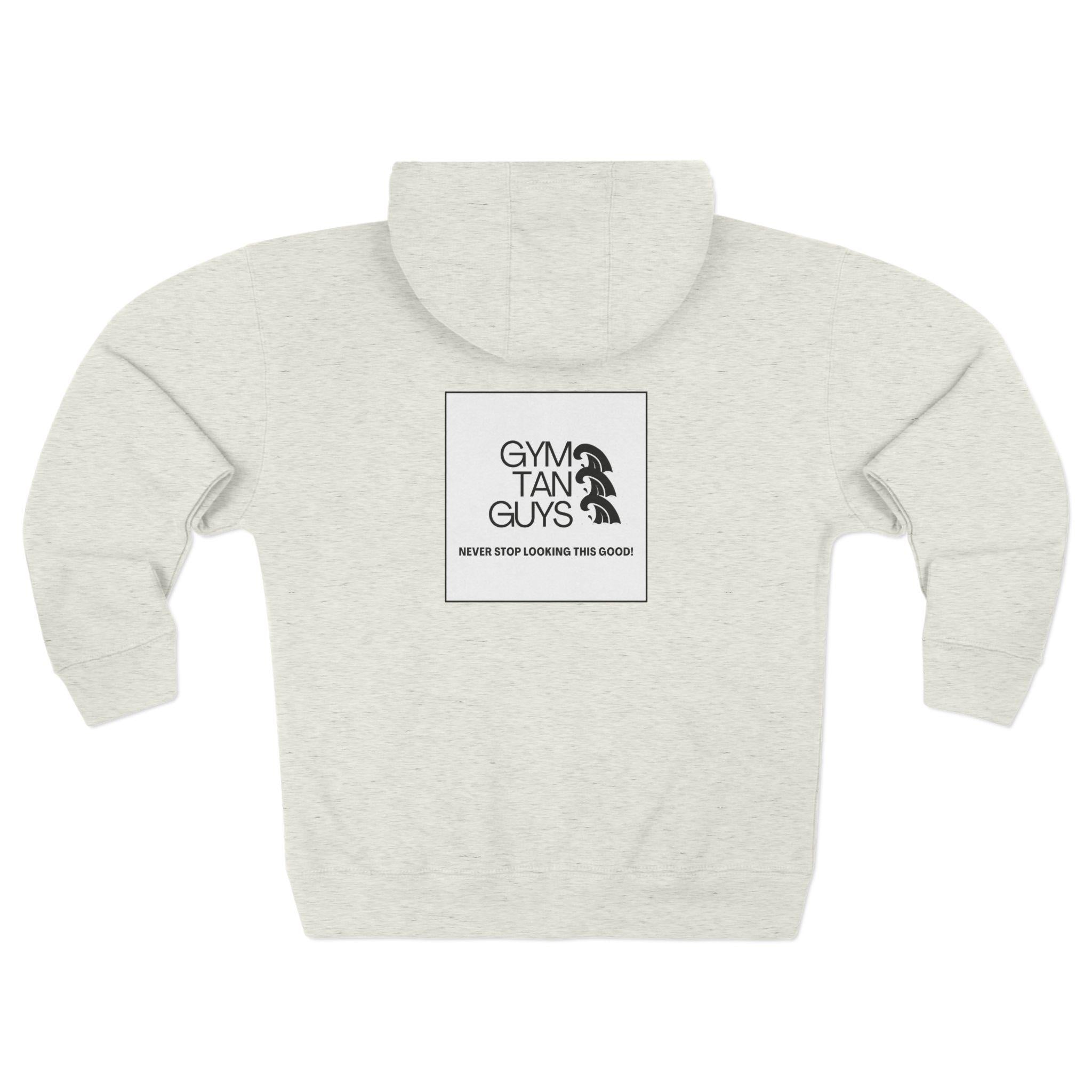 Womens Gym Tan Zip Hoodie — "Never Stop Looking This Good" logo