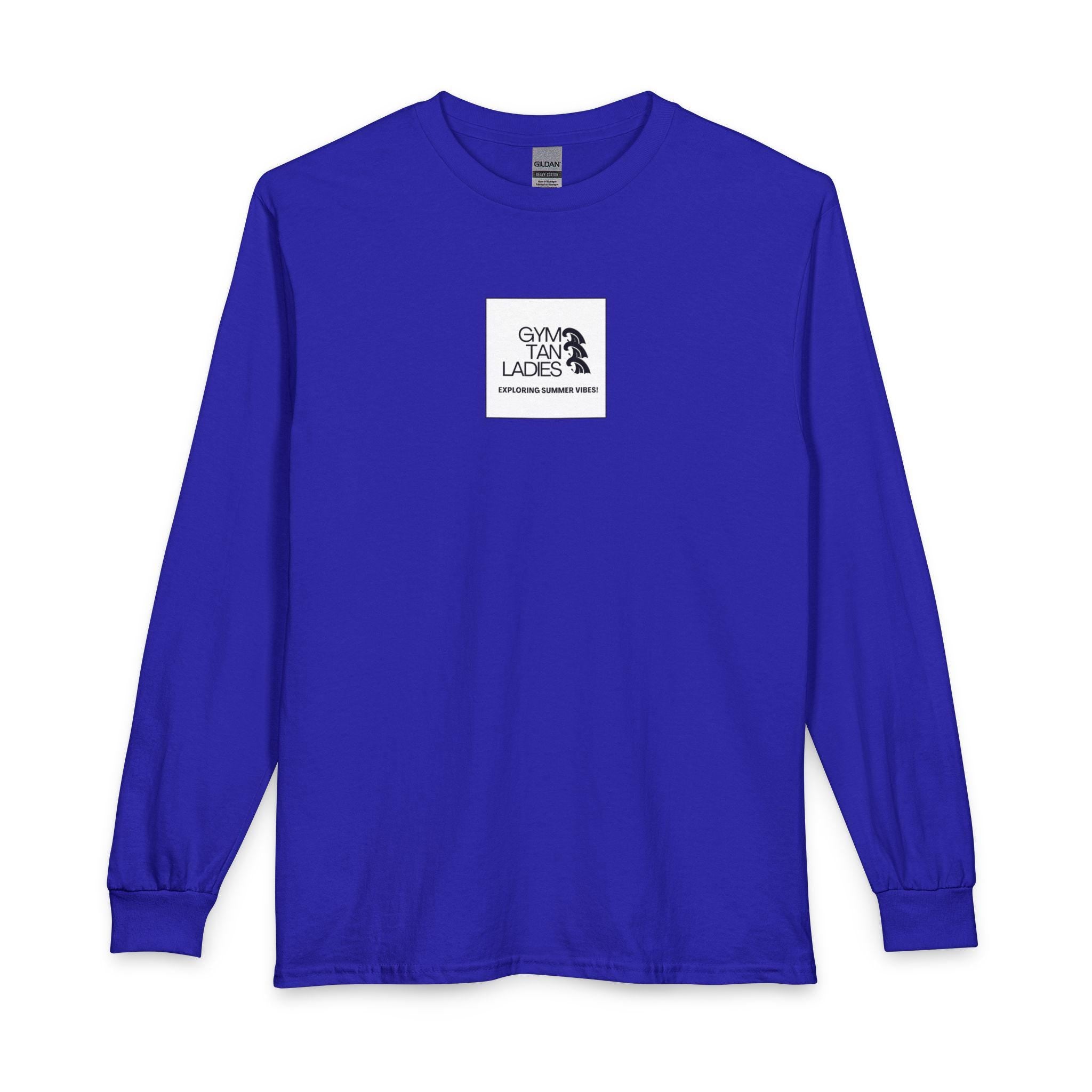 Mens Gym Tan Long Sleeve Tee — "Exploring Summer Vibes" Graphic