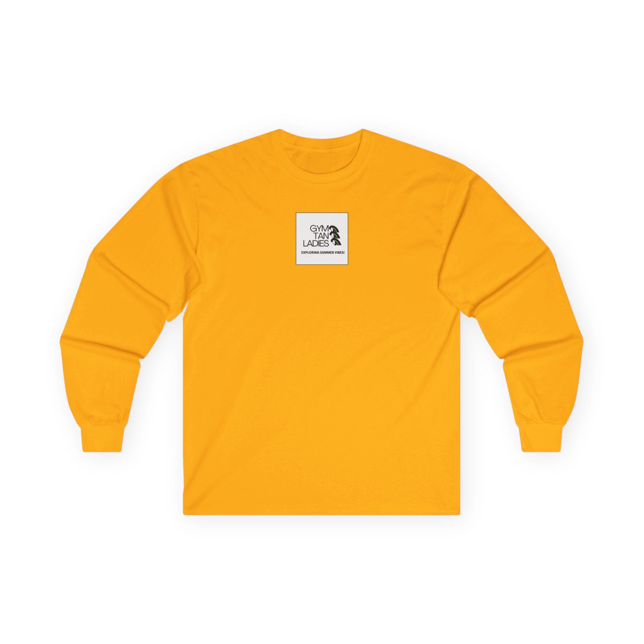 Mens Gym Tan logo Long Sleeve Tee