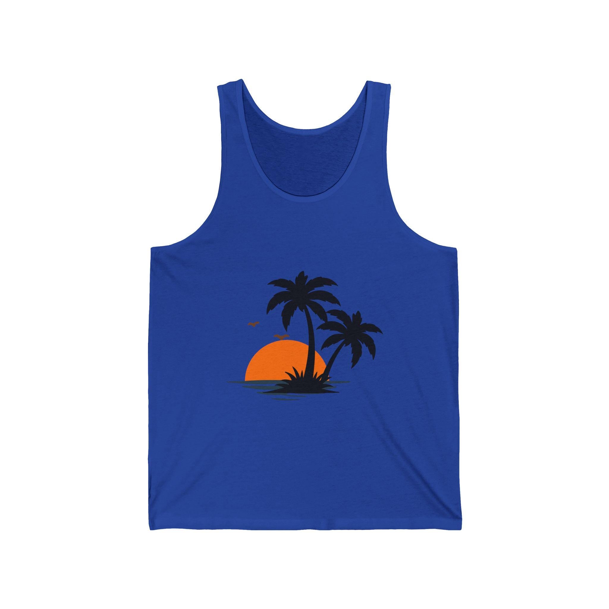 Comfort Tank Top — 'Summer Vibes' Sunset Beach Graphic Tank