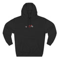Pulse Fitne55 black fleece pullover hoodie with adjustable hood, kangaroo pocket, and chest graphic.